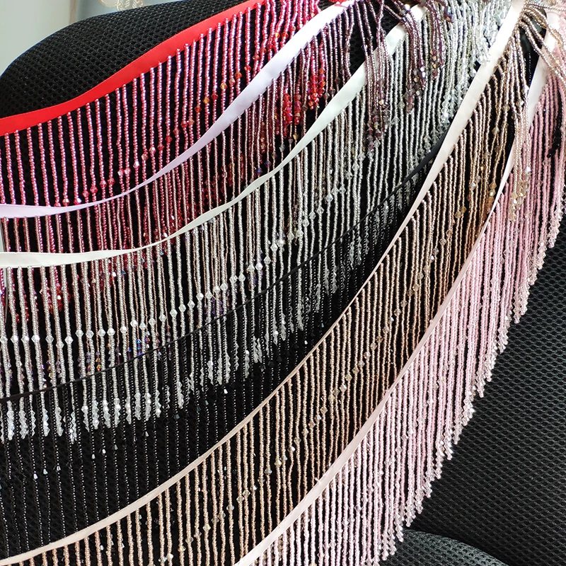 45cm Heavy Duty Crystal Bead T - Tassel Fringe Trim 评论和价格