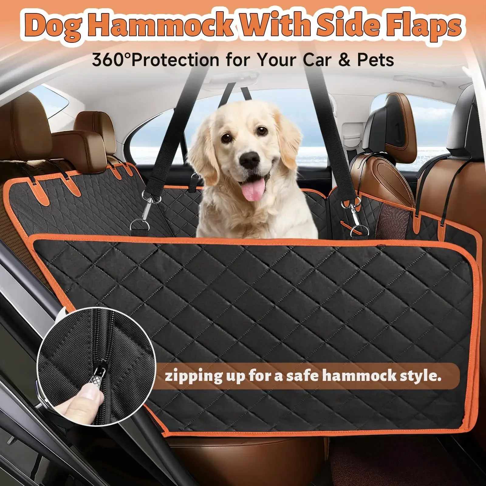 Dog Car Seat Cover Hard Bottom, Pet Seat Cover with Mesh Window, Dog Seat Covers for Car Travel,Back Seat Extender for Dogs