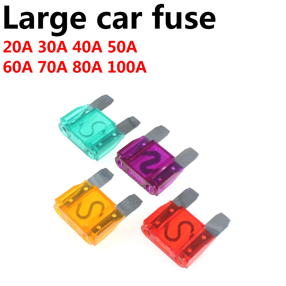 10PCS Max Inser Auto Car Fuse 20A 30A 40A 50A 60A 70A 80A  100A  ZINC Pins Maxi 32V Car Fuses