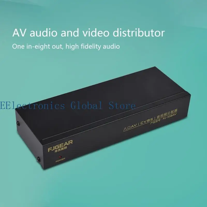 462b 8 방향 복합 RCA AV 스플리터 1x8 비디오 1 in 8 Out Splitter Distributor for STB DVD HDTV