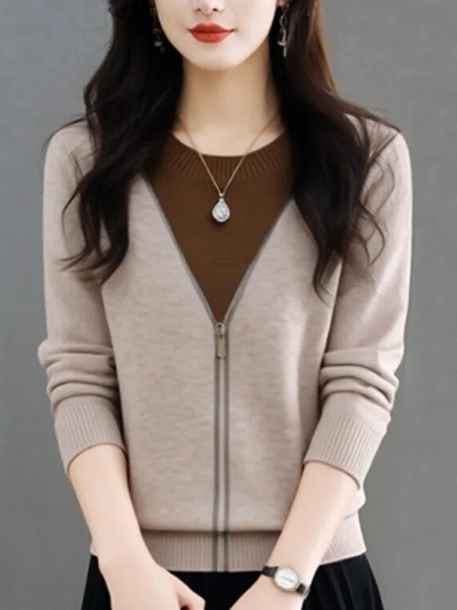 

Faionable Mommy Woolen Sweater Loose round Ne Casual Sle Knitted Top High Quali Guangzhou Thirteenth Fac Outfit