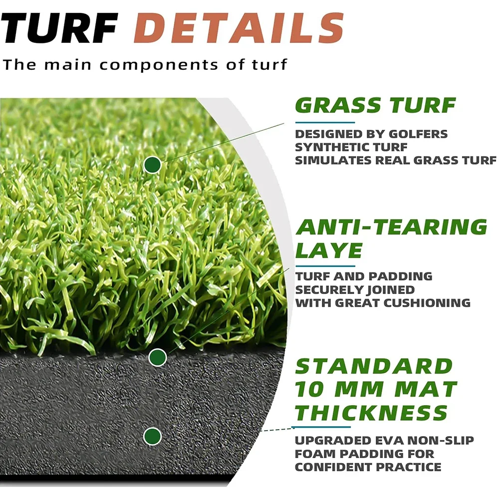 5x4ft Golf Hitting Mats Practice Outdoor Indoor Artificial Turf Golf Practice Mats with Rubber Tees