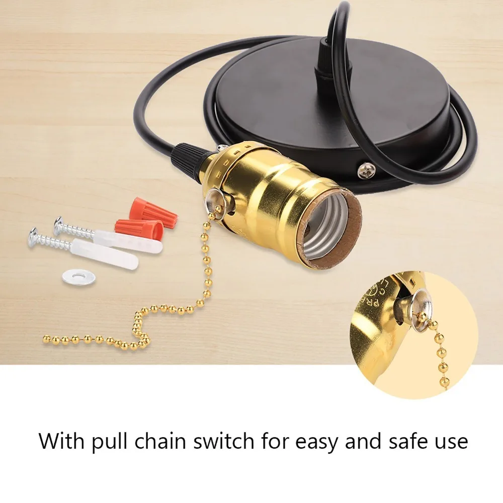 

Vintage With Pull Chain Switch Pendant Light Holder Ceiling Mounted E26 E27 Pendant Light Fixture Hanging Pendant Light Kit Cafe