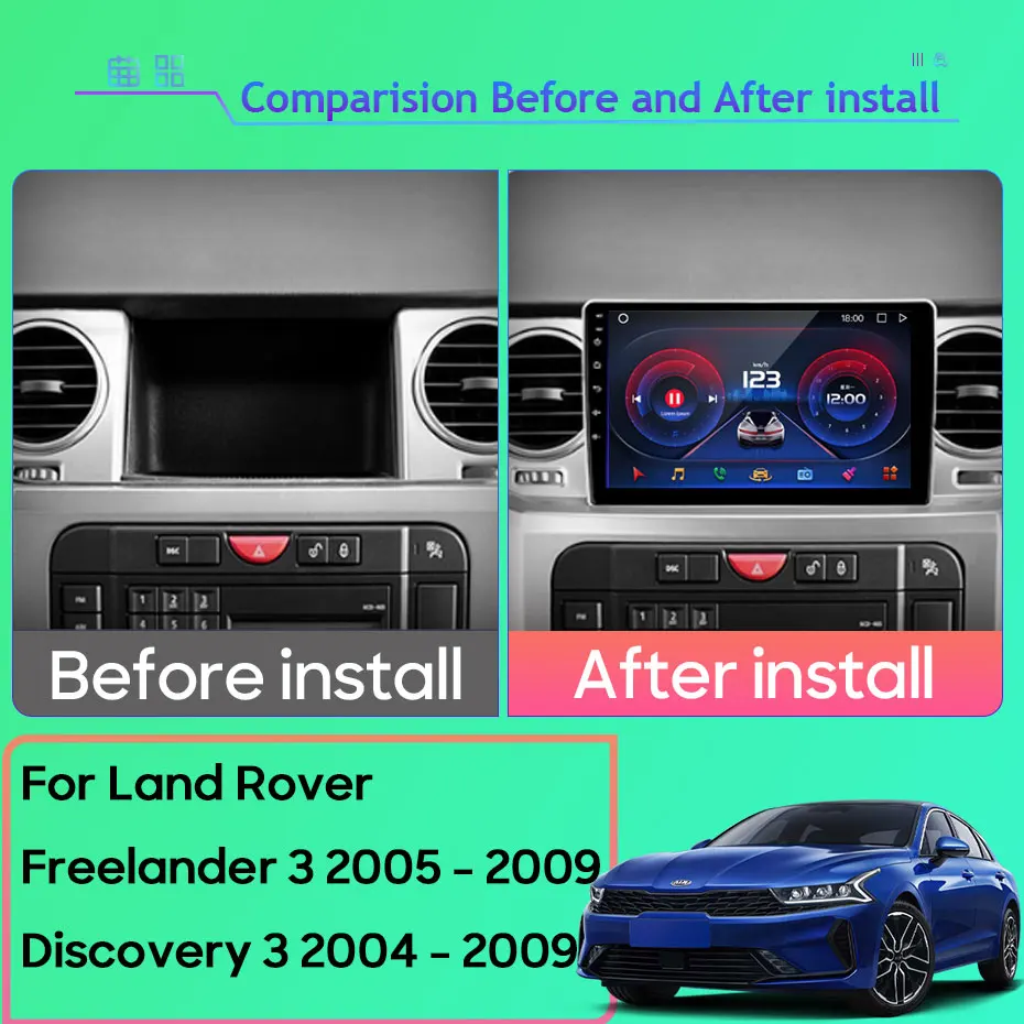 Car Stereo Unit Multimedia For Land Rover Freelander 3 2005 - 2009 Discovery 3 2004 - 2009 Navigation Carplay Android Auto QLED