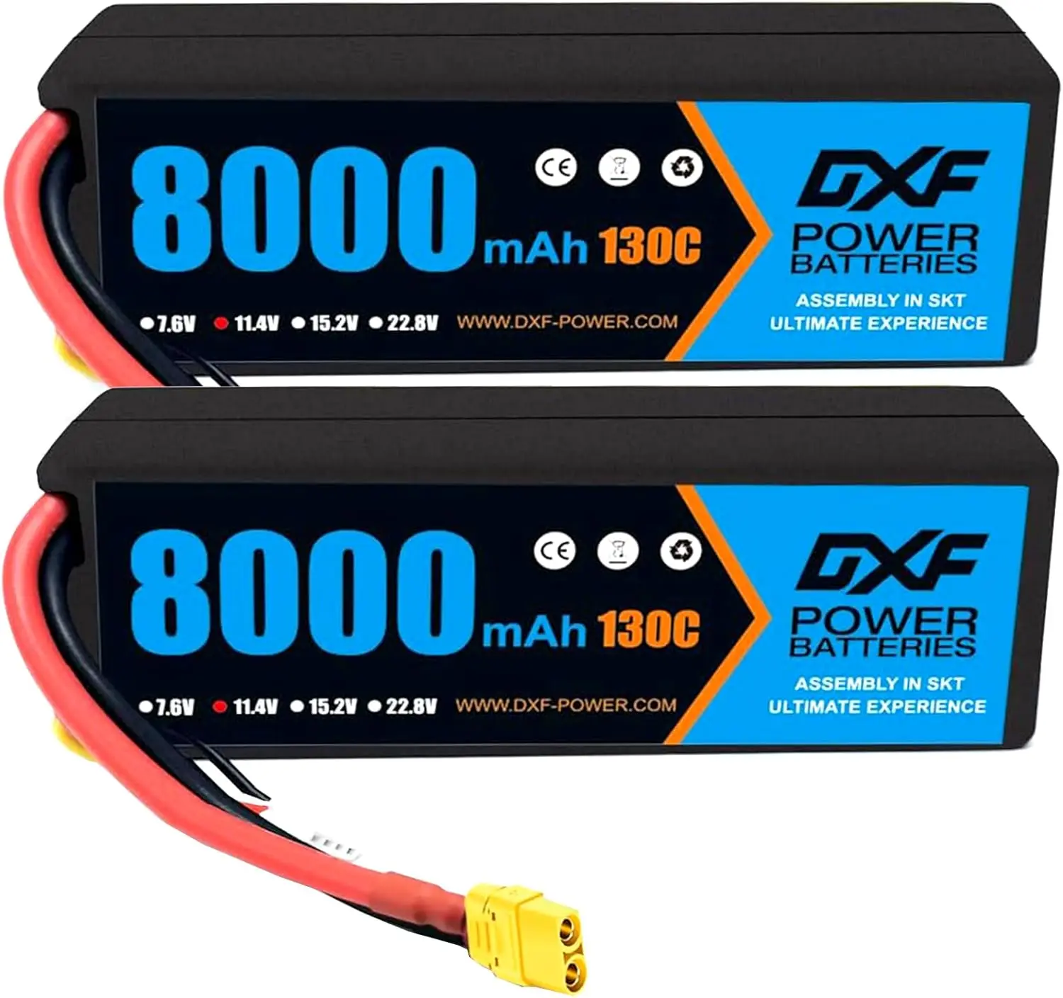 DXF 3S Lipo Battery 8000mAh 11.4V 130C HV with XT90 Plug Hardcase for 1/8 Buggy Truggy Offroad Car Boat Truck Airplane