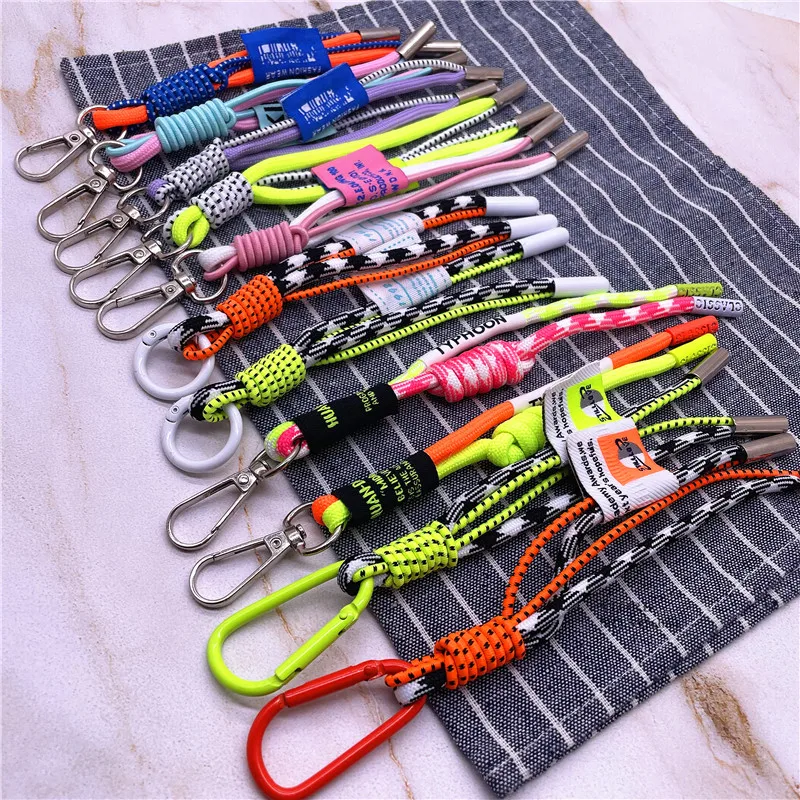 Fluorescent Color Short Cord Strap For Mobile Phone Nylon Landyard For Bags Braided Strip Keycord Hanging Fashion Decoration