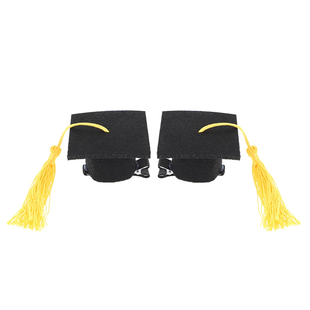 

2Pcs Doctoral Hat Hair Clips Mini Graduation Cap Accessory Pins for Girls Party Photo Props Cute Adorable Decorative