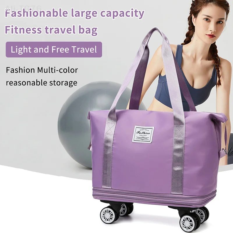 [P] Universal Wheel Expandable Luggage Large Capacity Dry And Wet Separation Storage Travel Fitness Bag Lightweight Luggage