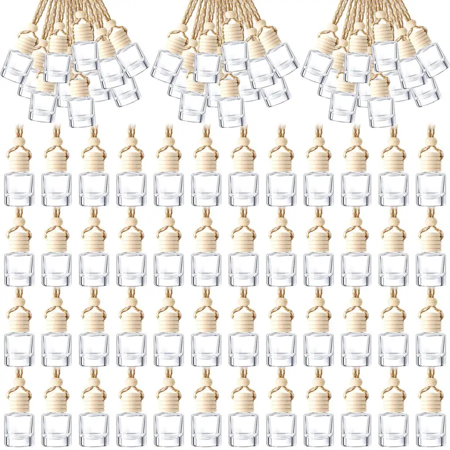 

500 Pcs Hanging Car Air Freshener Diffuser Bottles Empty Bulk 8ml Clear Glass Essential Diffuser Oil Pendant Bottle Refillable A