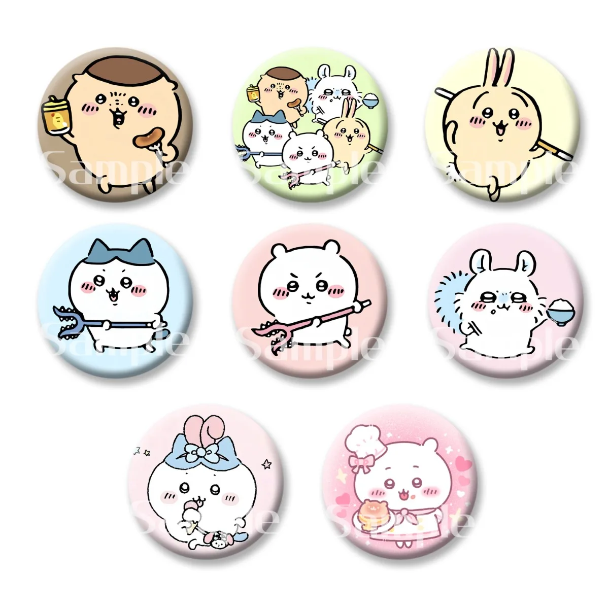 

Chiikawa Hachi Usagi Working Battle Time ACG Flash Badge Pins Brooch Key-chain Fridge Magnet Convenient Makeup Mirror Kids Gift