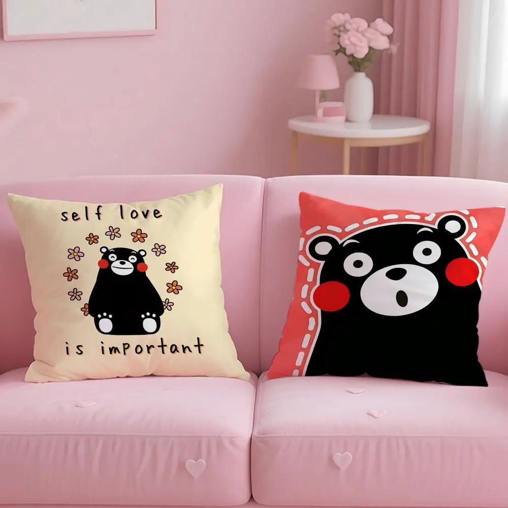 Classic Cartoon Character Kumamon Cushion Cover Soft & Easy-Wash Pillow Case – Versatile for Couch, Bed, Travel and Office