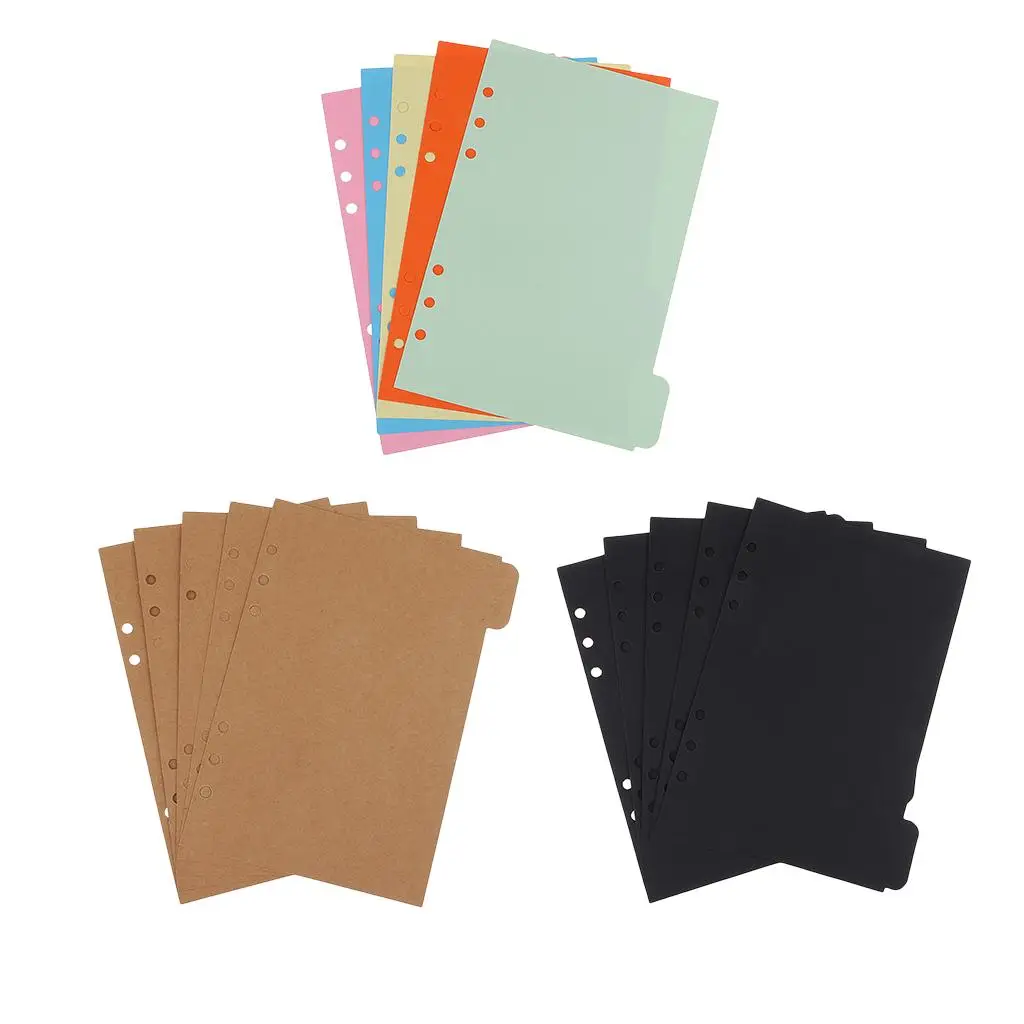 5 Piece A5 Size Kraft Tabbed Paper Planner Notebook Scrapbook Album Divider Index Page for Filing Organizer Craft Paper Stamping