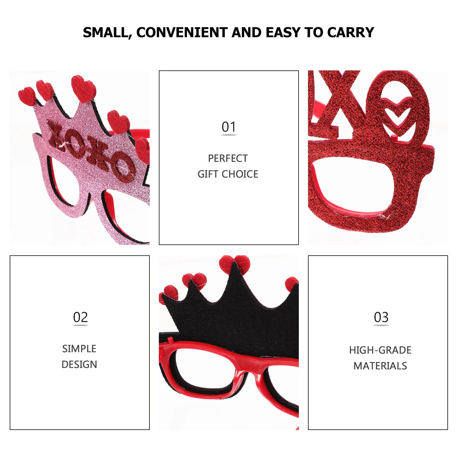 

8Pcs Valentine Photo Props Heart Glasses Valentines Day Party Eyewear Lightweight Cool Eyeglasses Valentine Glasses