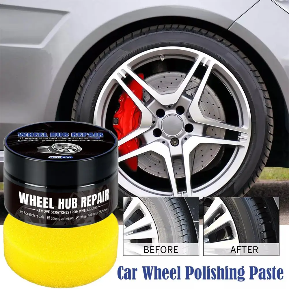 80g Auto Wheel Scratches Repair Wax Car Tire Retread Polishing Metal Protective Anti-oxidation Maintenance Clean Coating To A9B7