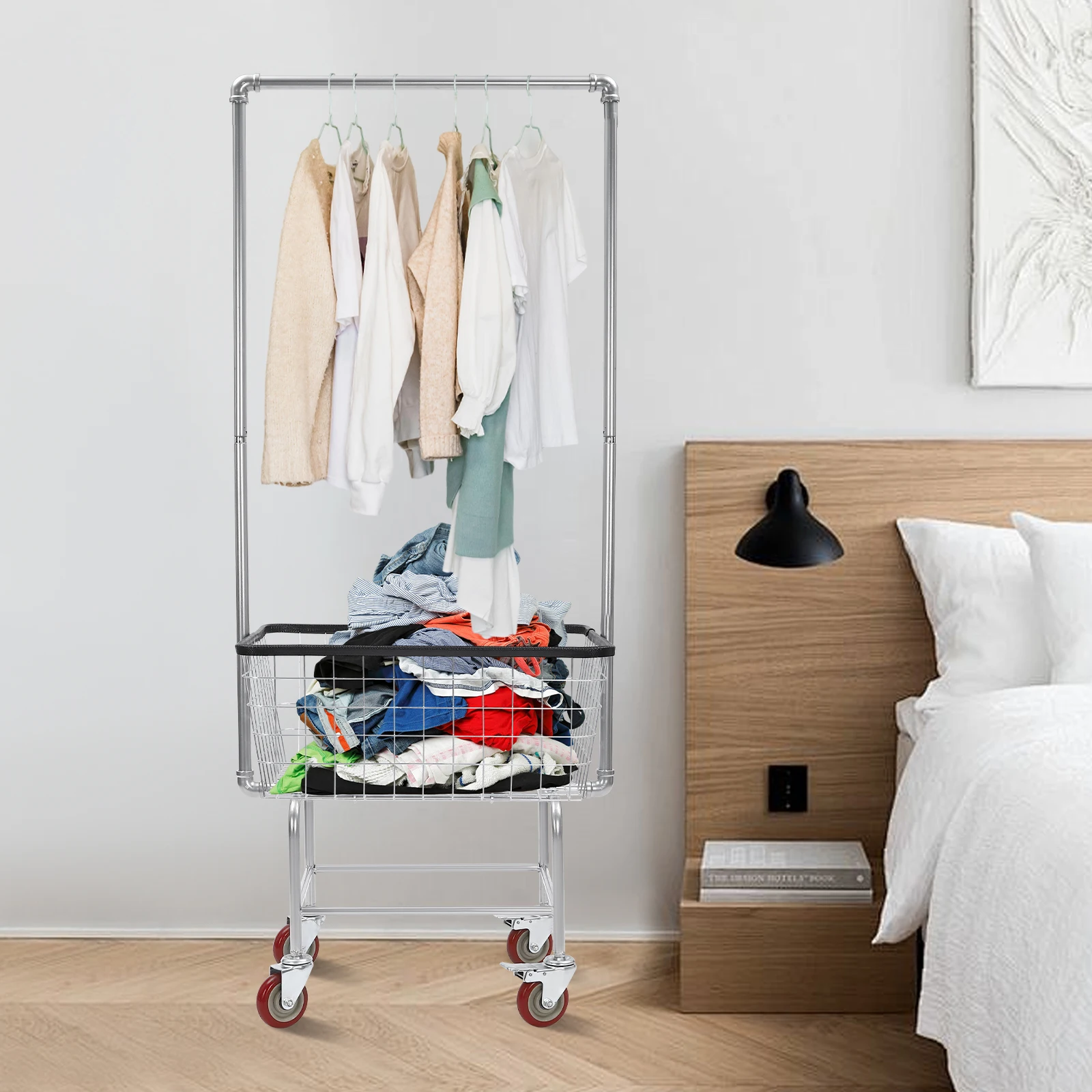 

Laundry Cart With Universal Wheels Steel Wire Laundry Cart Laundry Basket For Home Excellent Load-bearing Capacity Rectangular
