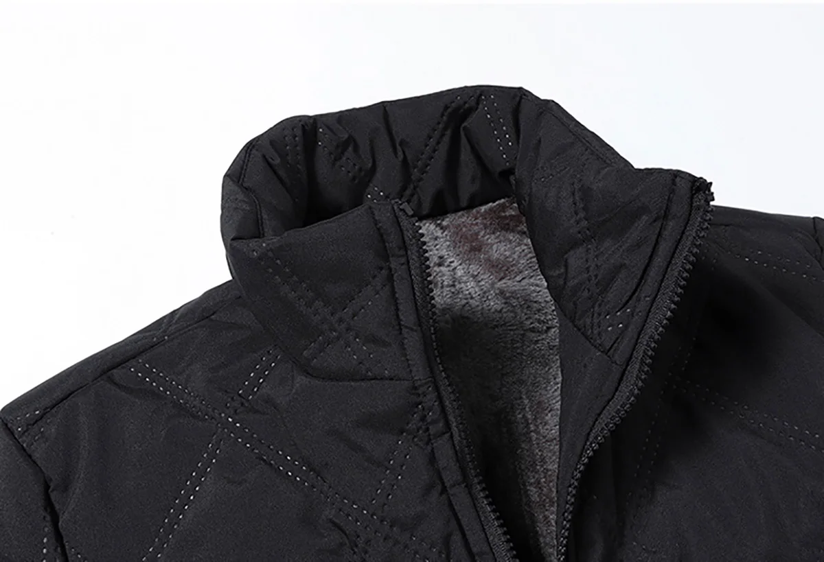 남성용 가을 겨울 캐주얼 재킷, 남성용 신상 면 방풍 다이아몬드 안감 재킷, 남성용 커프 디자인 하이넥 재킷