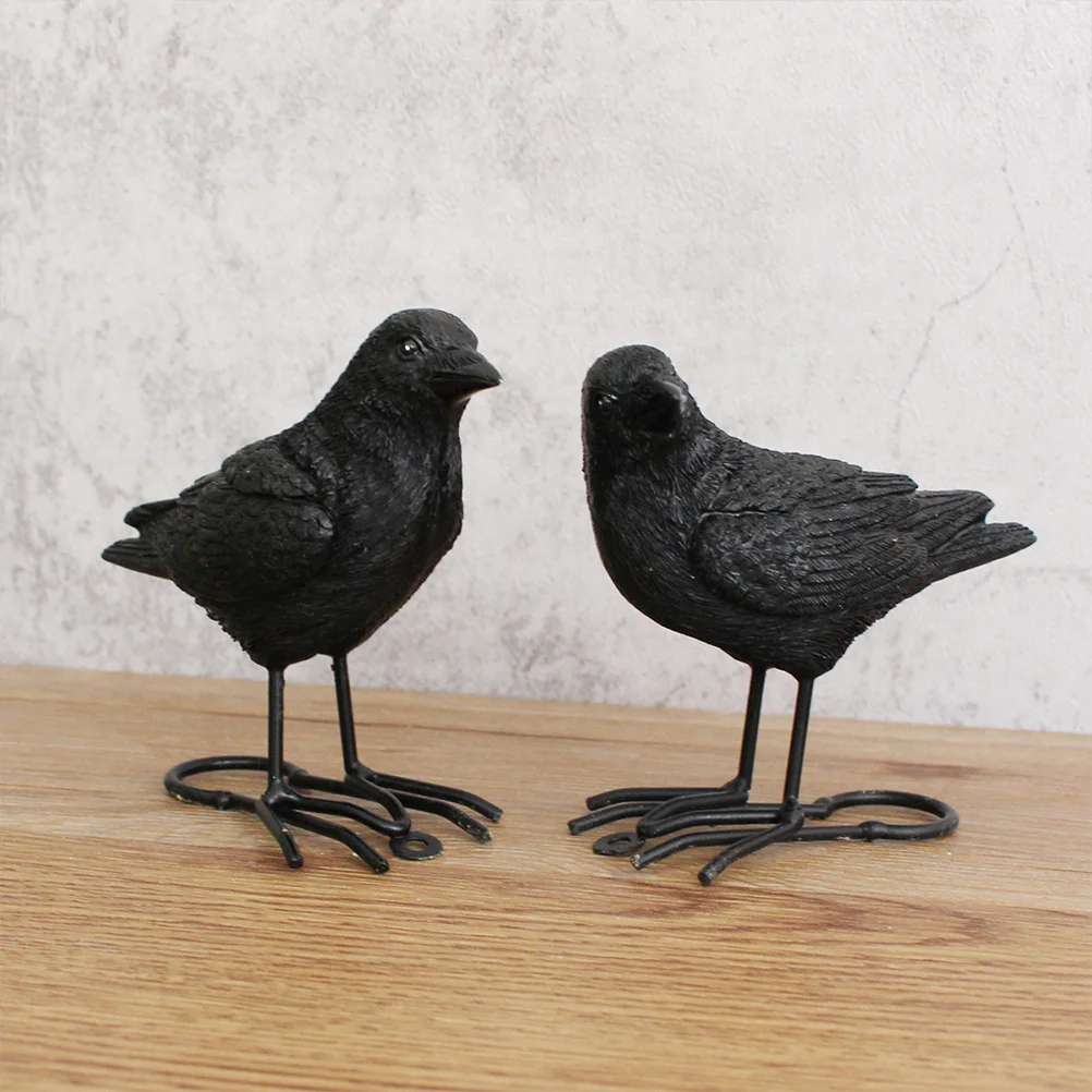 

2Pcs Halloween Crow Ornaments Realistic Looking Fake Birds Scary Haunted House Party Decoration Supplies Halloween Crows