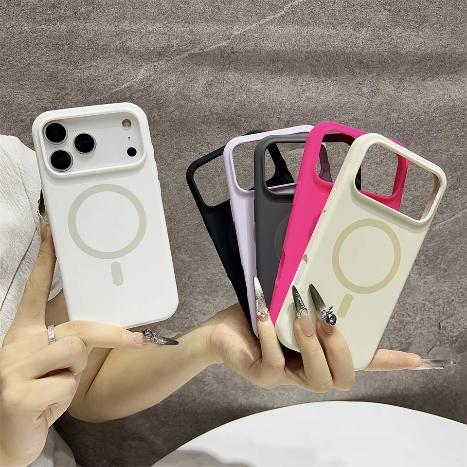 Funda de silicona magnética original de lujo para Magsafe para iPhone 17 Air 16 15 14 13 12 11 17 Pro Max, imprescindible 2