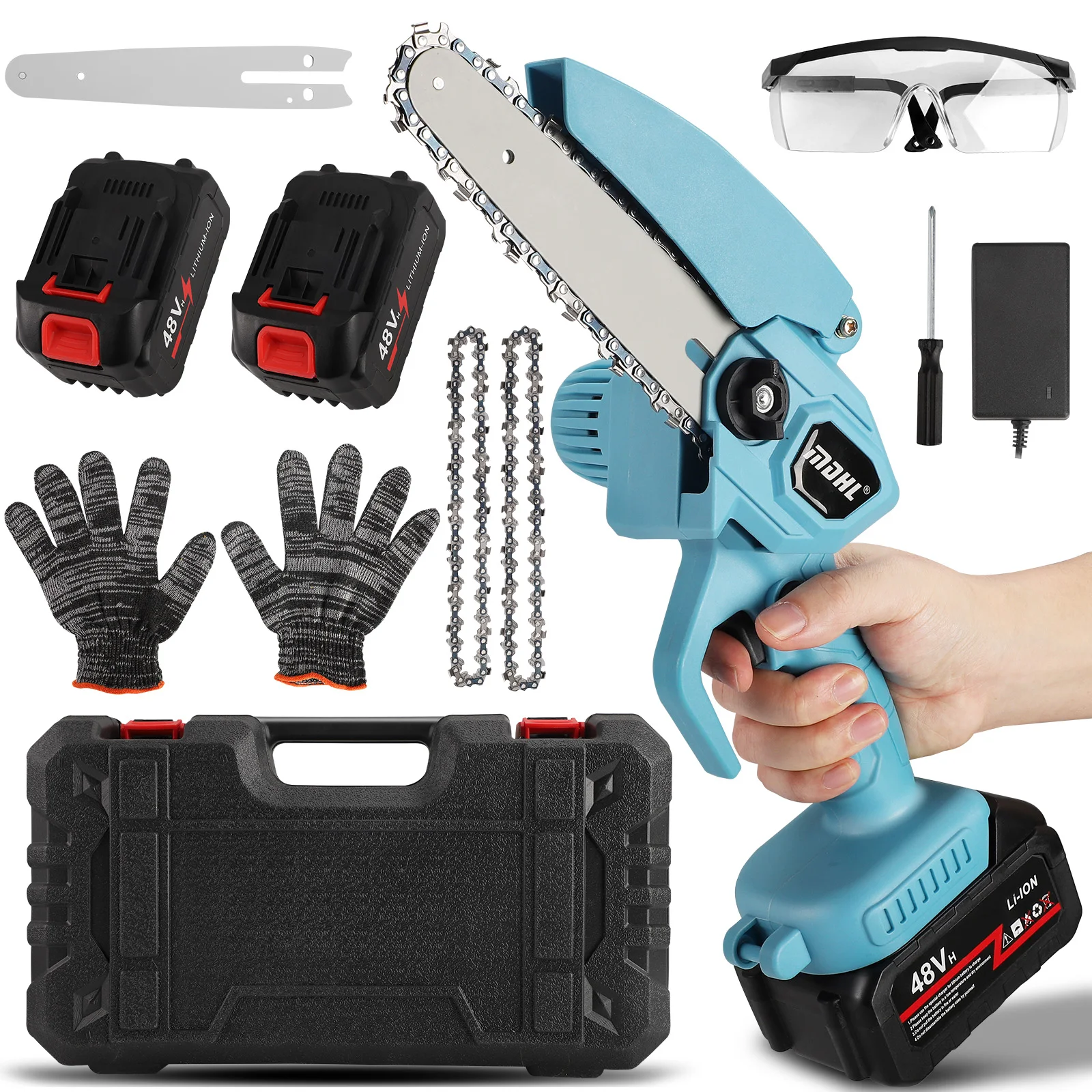 Mini Chainsaw 6-Inch Cordless Battery Powered Mini Chainsaw, Electric Chain Saw Cordless With Oil System Hand Held Chainsaw Tool