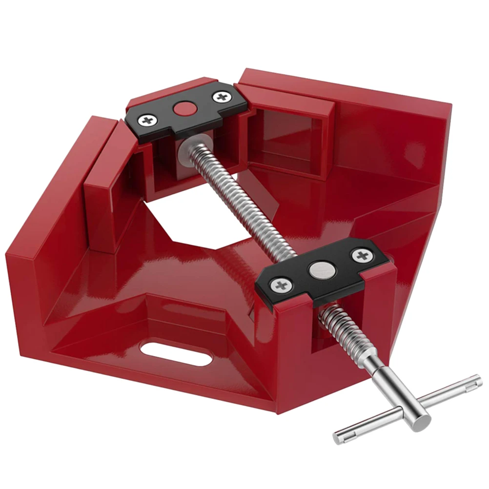 

Right Angle Clamp 90 Degree Fixture T-shaped Red Woodworking Tool Aluminum Alloy Anti-slip Handle Adjustable Spindle Screw For