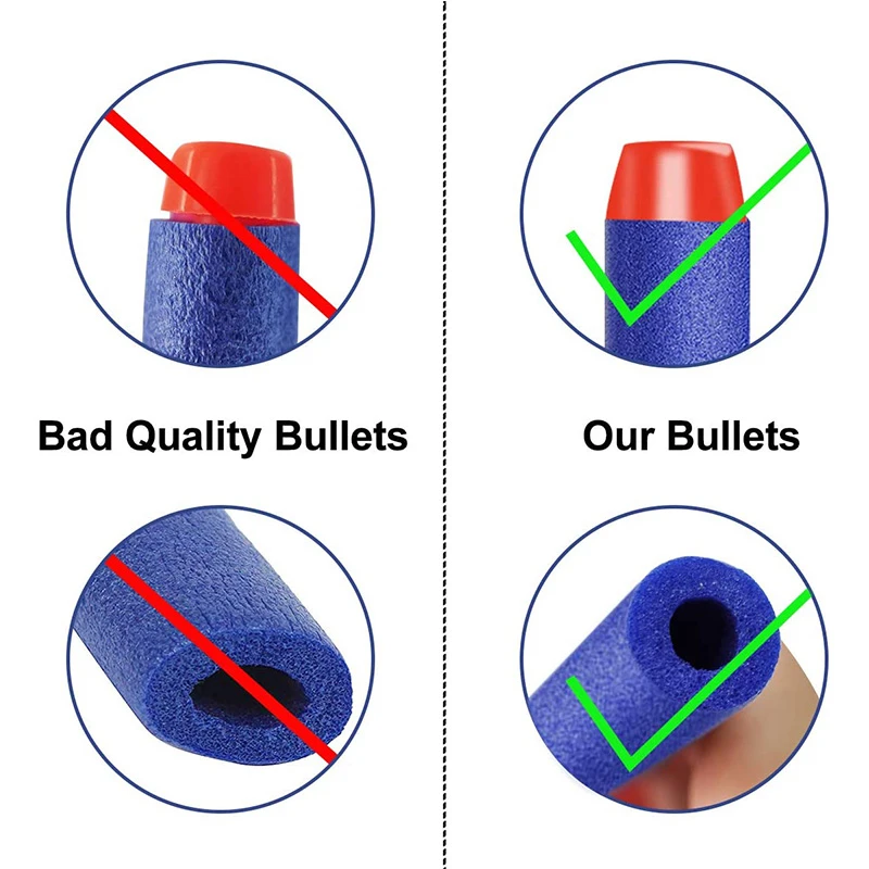1000-50pcs Blue Solid Round Head Bullets 7.2cm for Nerf Series Blasters Refill Darts Kids Toy Gun Accessories
