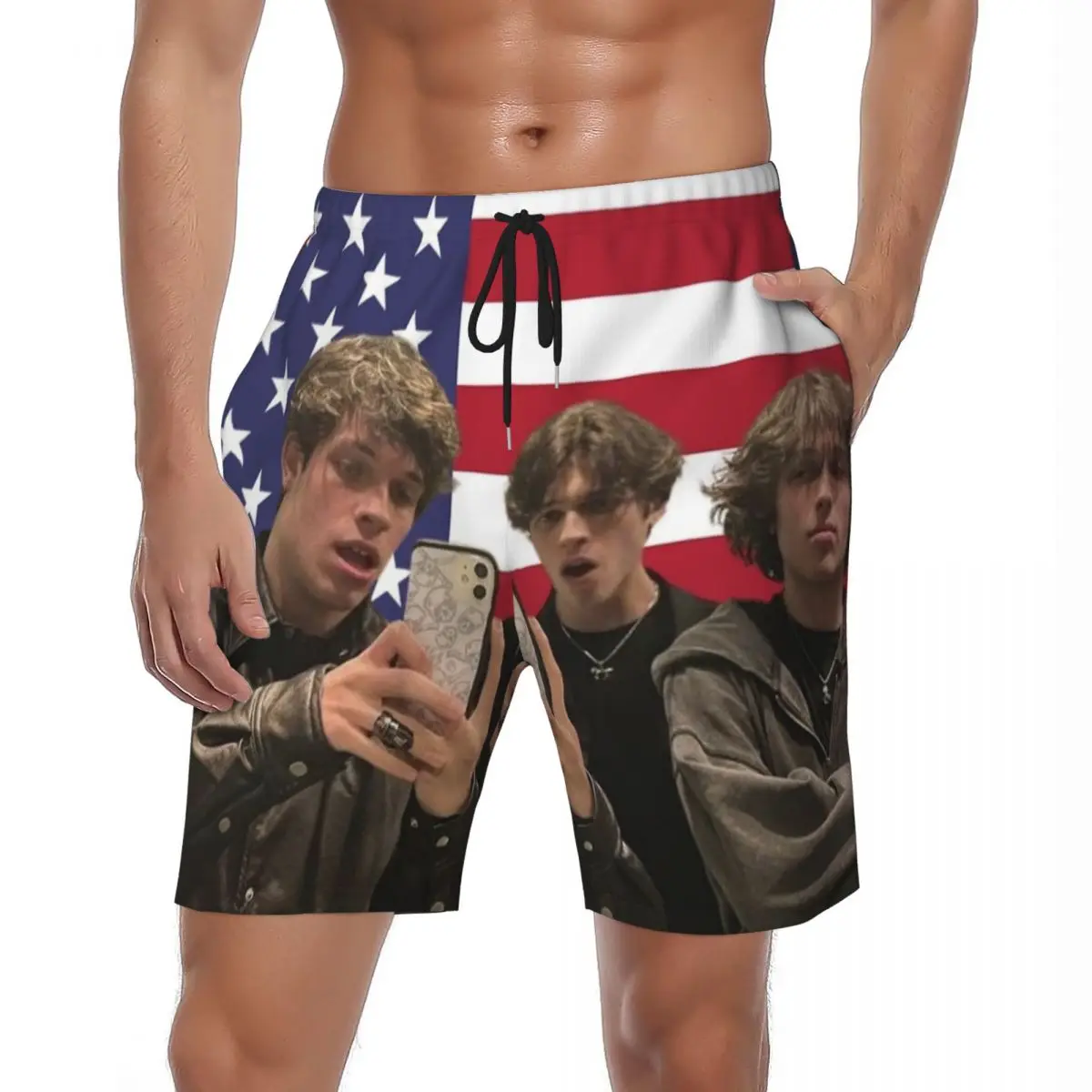 

Sturniolo Triples Спортивные шорты Летние шорты с американским флагом Спортивные шорты для серфинга Быстросохнущие повседневные плавки больших размеров