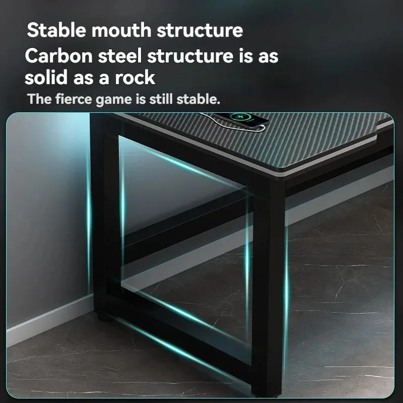 Computer Desk, Minimalist Home Gaming Small-sized Carbon Fiber Patterned Office Desk Student Study Bedroom Desk