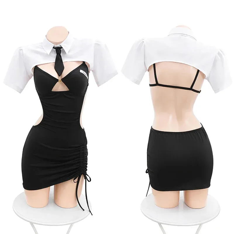 YI01 Sexy Style College Porn Woman Costume Office Look Cosplay Erotiic Female Secretary For Role-Playing Games Bag Hip SkirJk8*@