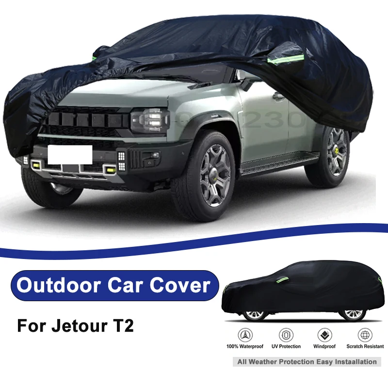 

Outdoor Full Car Cover For Jetour T2 with Reflective Strips Waterproof Snowproof Dustproof UV Protection Auto Accessories