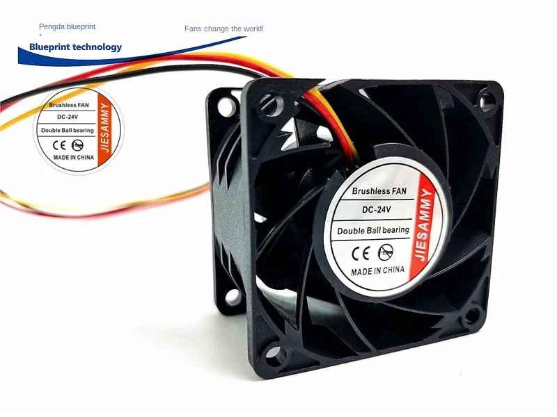 

pa Jiesammy 6038 6 см двойной шар 24v0.22a сигнализация функция измерения скорости преобразование частоты охлаждающий вентилятор 60*60*38 мм