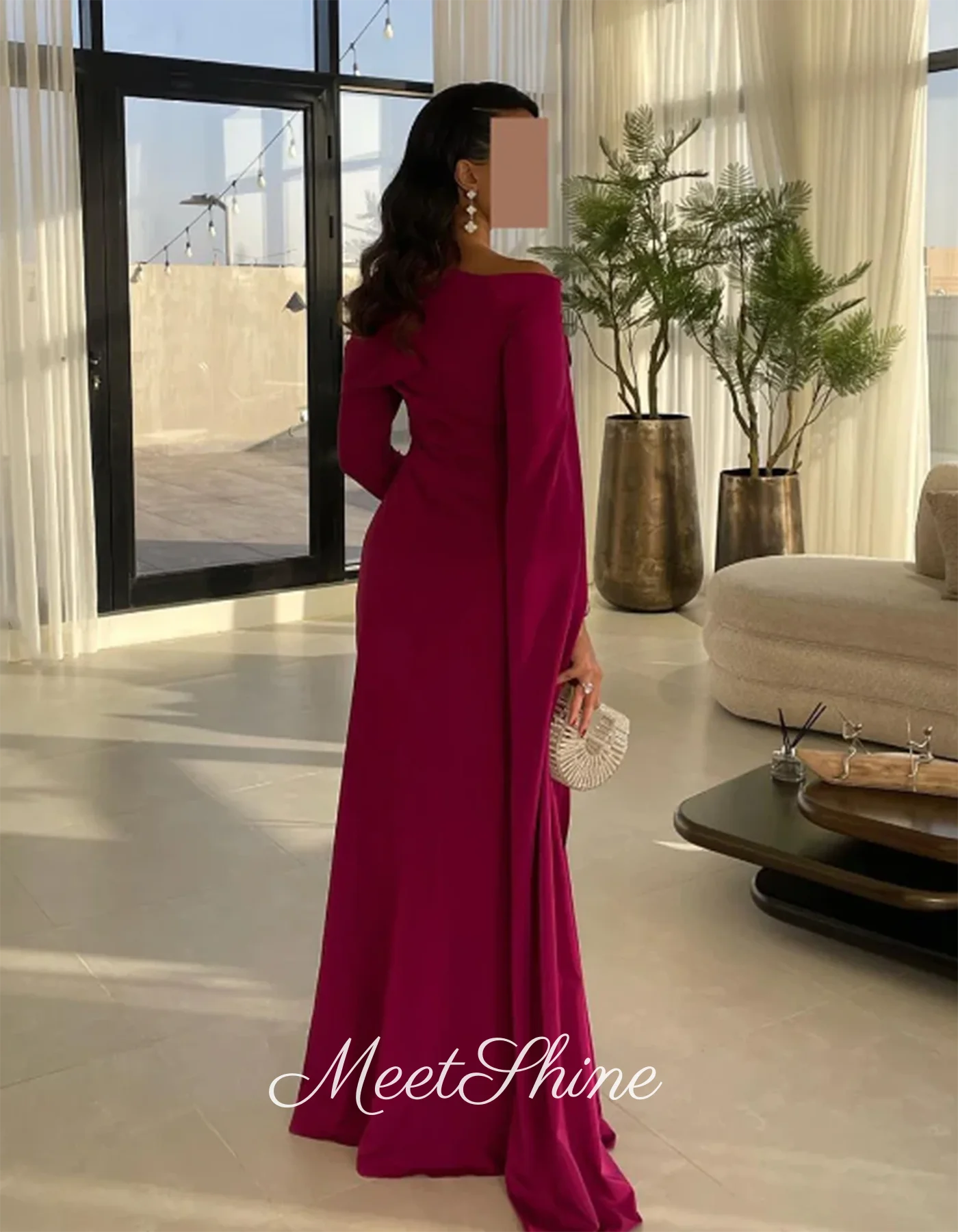 Vestidos de Noche de satén con hombros descubiertos, color rojo de Dubái, sencillos, de manga larga, vestidos de fiesta de Arabia Saudita personalizados