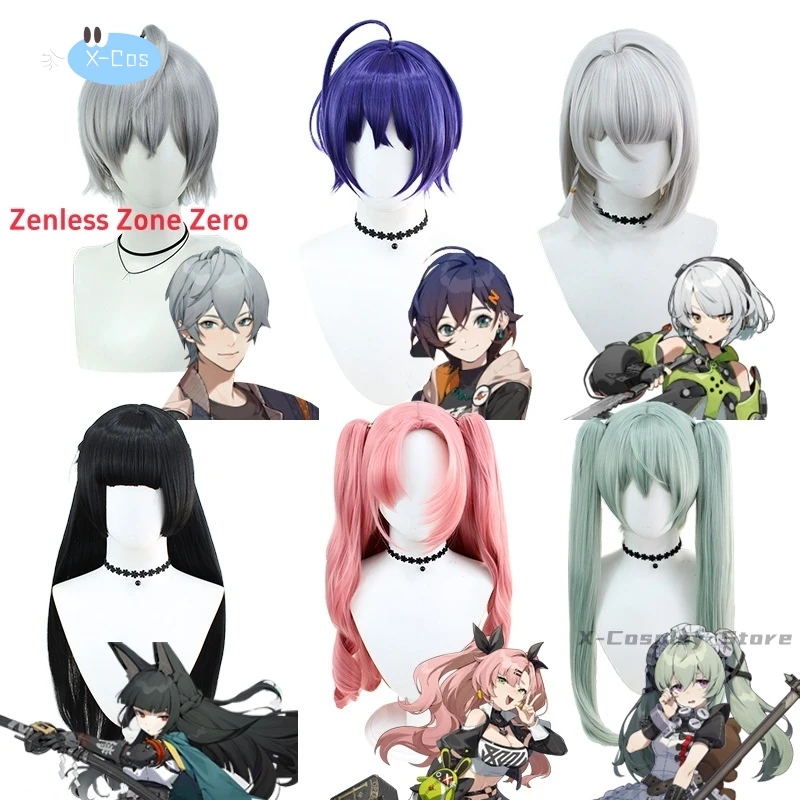 Game Zenless Zone Zero Cosplay Wig ZZZ Anby Belle Nicole Amby Wise Corin Hoshimi Heat Resistant Hair Carnival Party Wig Rose Net