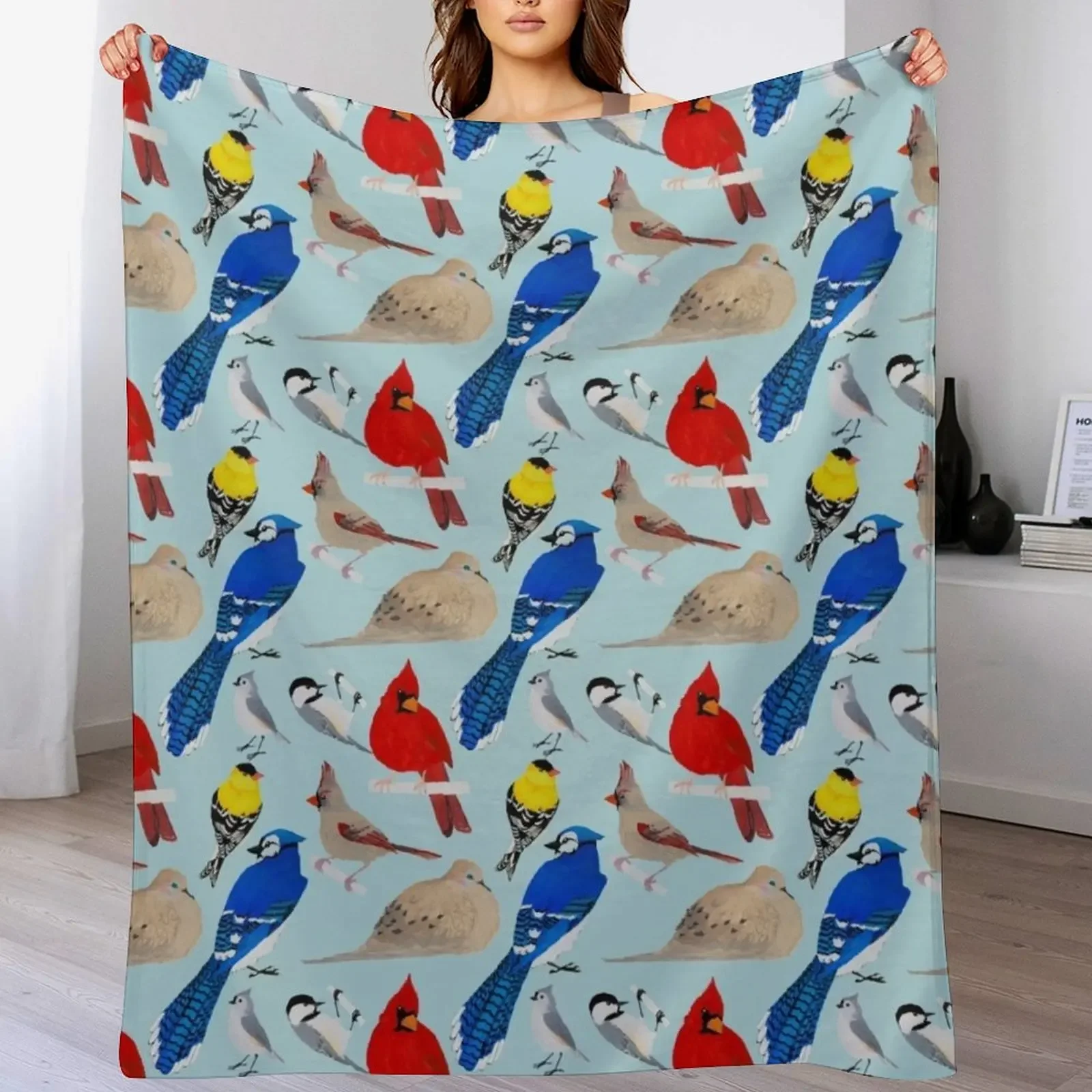 Feeder Birds Throw Blanket Plaid Designers Blankets