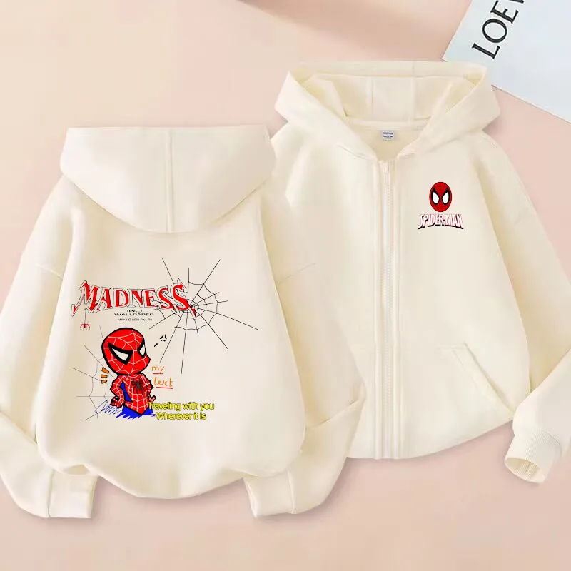 

Spider-Man 2025 Trendy Zip Hoodie for Kids And Teens Cartoon Print Fashionable Hot Selling Streetwear