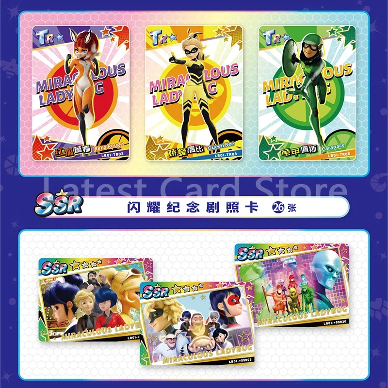 New Genuine Miraculous Ladybug Miracle Collection Edition Card Box Cartoon Figure Super Hero Rare SSP TCP CP Cards Girl Toy Gift