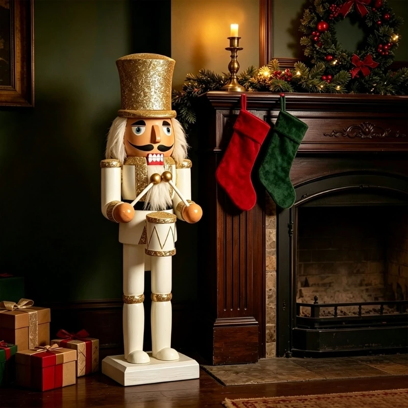Christmas Nutcrackers Figures,Handmade Wooden Soldier Christmas Decorations Traditional Nutcrackers Decorations Gift B03E