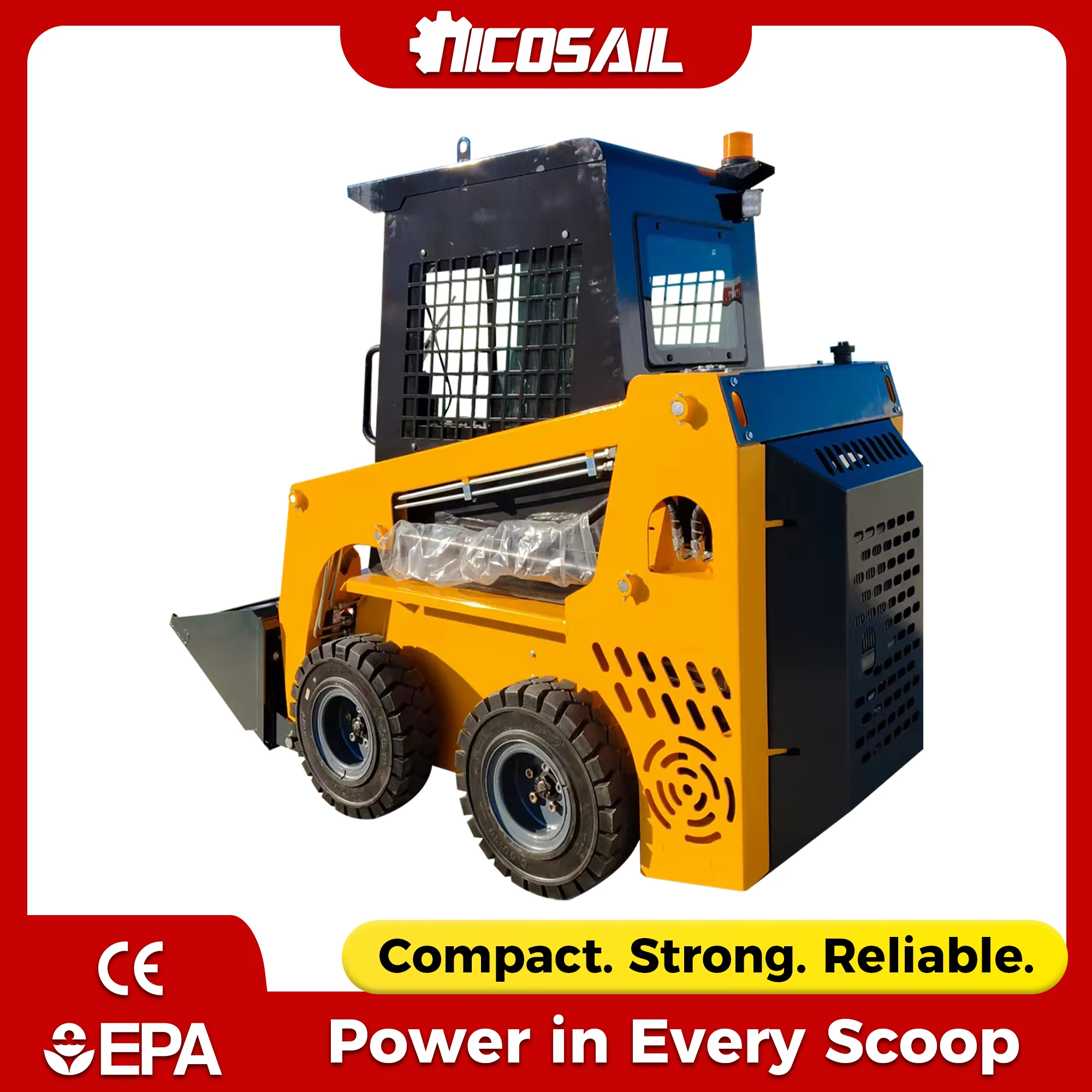 Skid Steer Loader 380kg  CE Certified Euro 5 Compact Hydraulic Mini Skid Loader for Farm