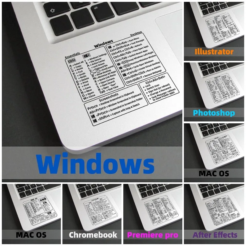 

Windows PC Reference Keyboard Shortcut Sticker Adhesive For Macbook Shortcut PC Computer Reference Keyboard Shortcut Stickers