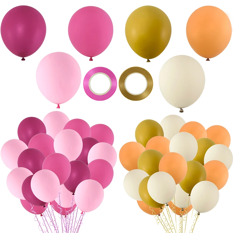 50Pcs/set 12Inch Round Latex Balloon With 2Pcs 32ft Ribbons Wedding Birthday Party Decoration Baby Shower Kids Favor Globos Toy