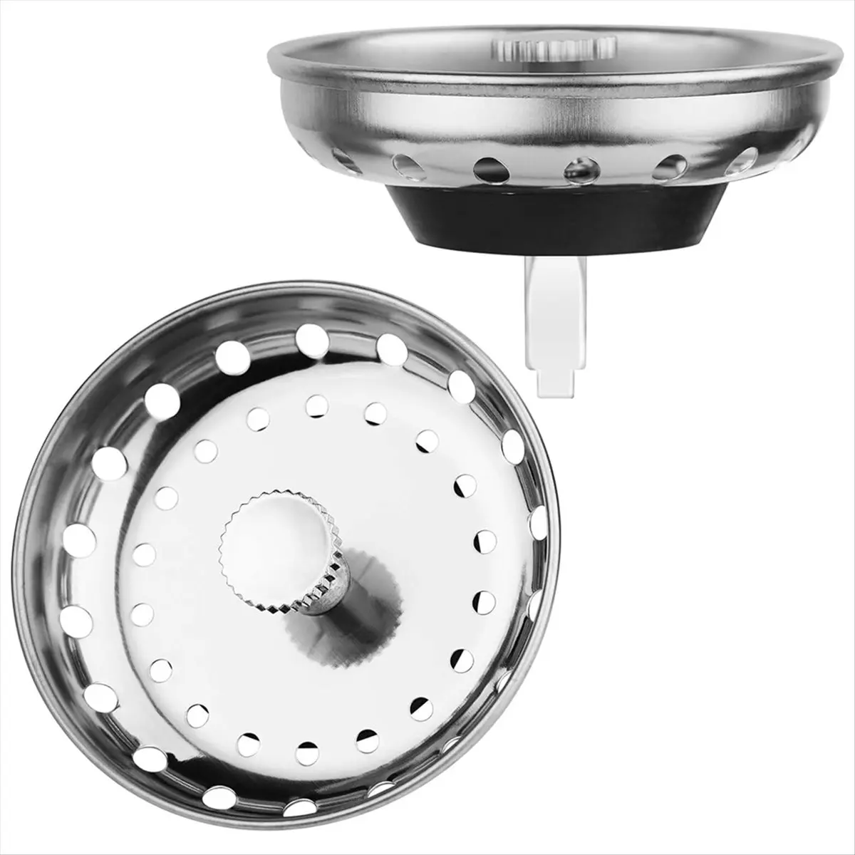 

2PCS Kitchen Sink Drain Strainer Sink Stopper Combo for Standard 3-1/2 Inch Drain, Stainless Steel Sink Strainer Basket