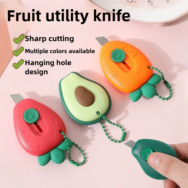 

1 шт. милый мини-ручный нож в форме фруктов, подвесной дизайн, защелкивающийся замок, используется для распаковки, канцелярских принадлежностей, резки бумаги, инструментов для конвертов