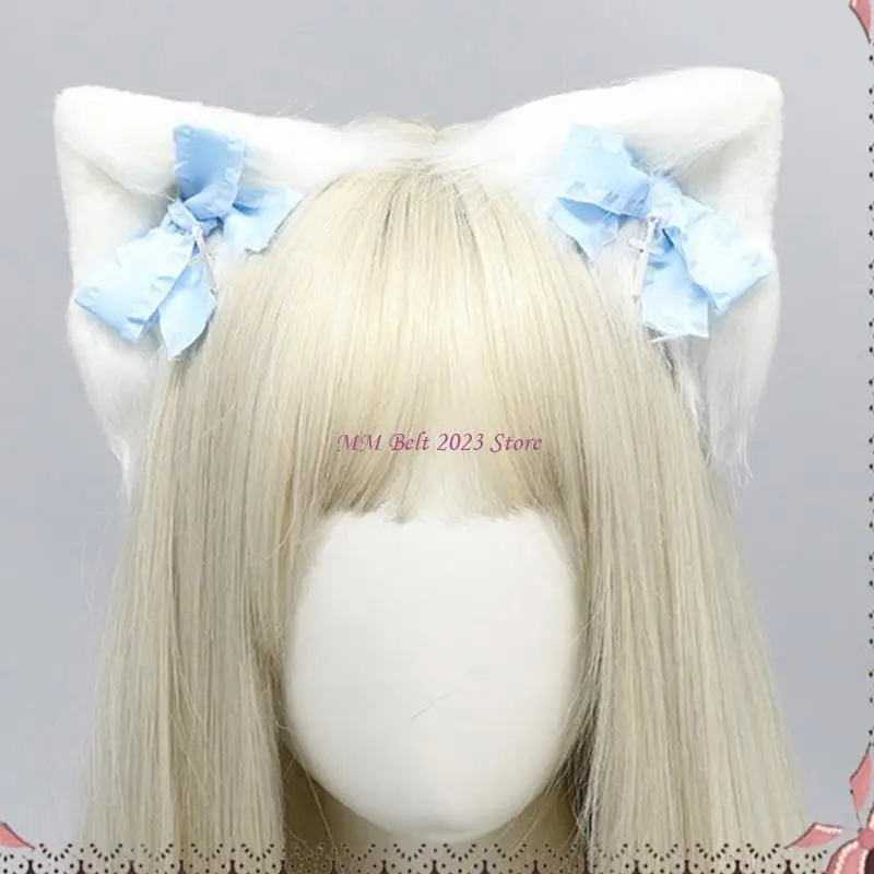 49me 애니메이션 바렛 년대 소녀 플러시 고양이 귀 머리 클립 음악 축제 의상 액세서리