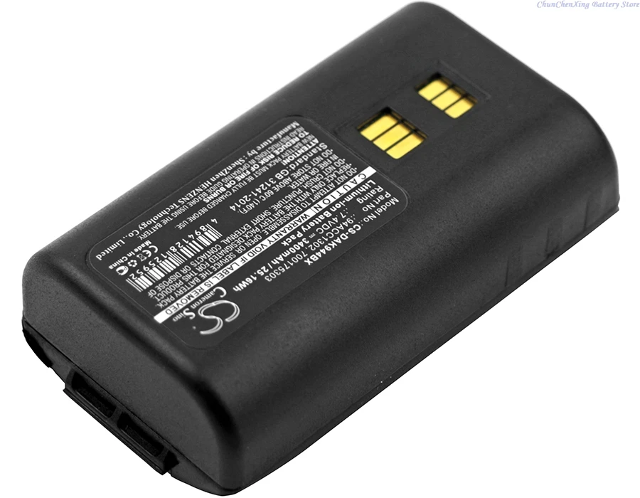 Replacement 7.4V 3400mAh Barcode Scanner Battery for Datalogic Kyman 944501055 944501056 944501057 944501088 944551004 944551005
