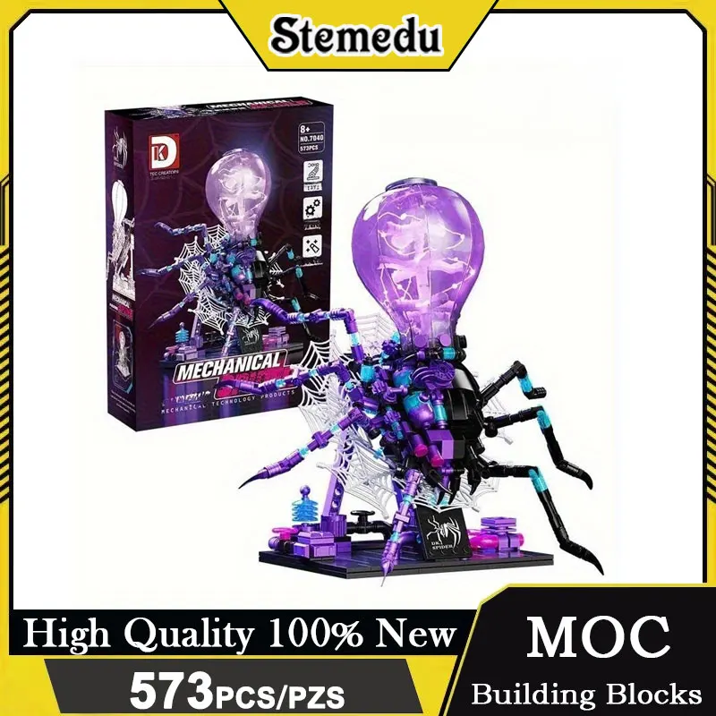 573 個の機械式クモモデルスチームパンクスタイルブロック LED ライト付き家の装飾昆虫詳細可動ジョイントレンガおもちゃギフト