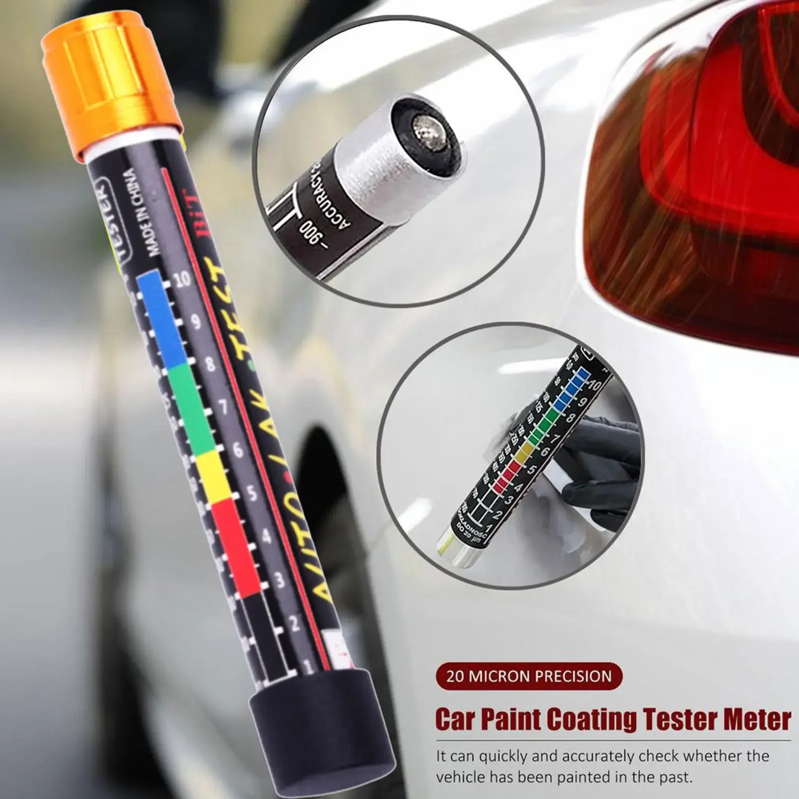 

1PC Car Thickness Tester Gauge Auto Paint Cars Paint Crash Check Test Paint Tester With Magnetic Tip Scale