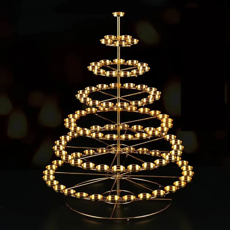 Butter Lamp Holder 108 Lotus Seven-star Candle Candle Holder 7-layer Everbright Lamp Household Craft Desktop Lamp