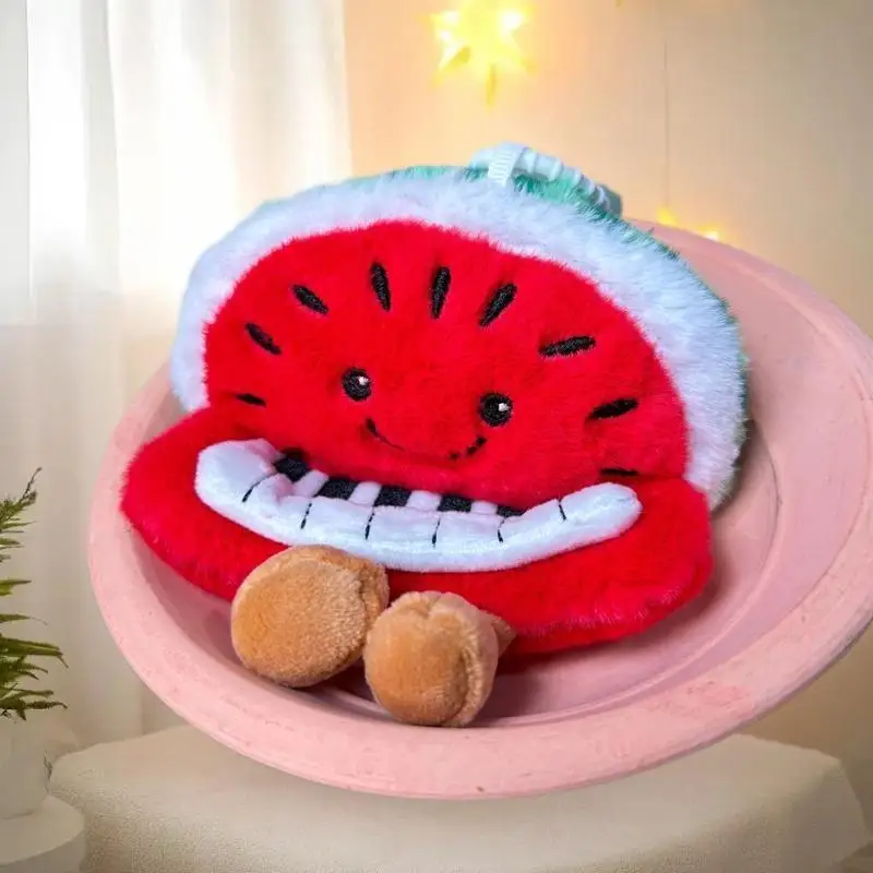 Precioso paquete doble de muñecos de peluche de piano de sandía; Encanto de bolso; Juguete suave, ideal para adornos navideños y regalos.