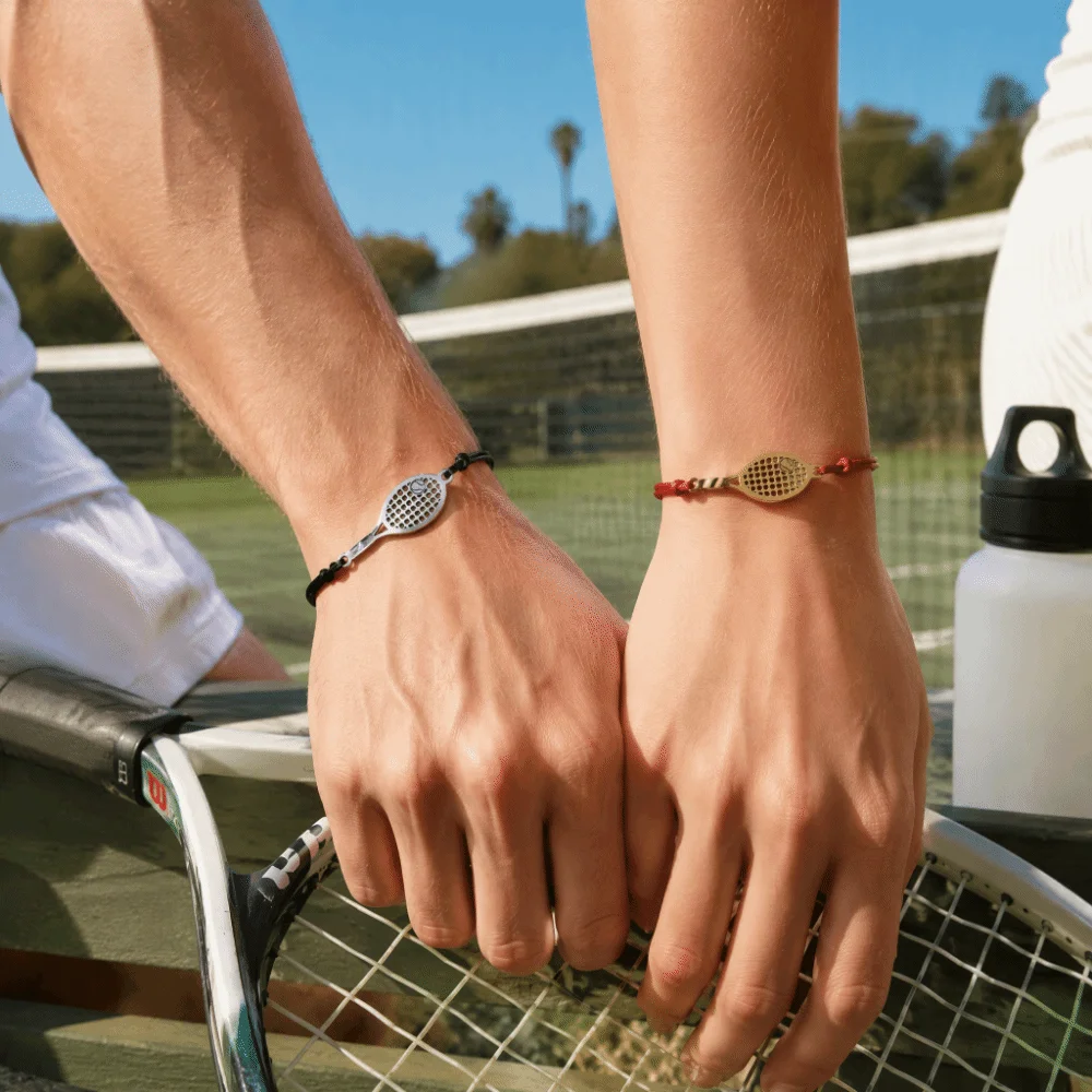 Metal Chain Tennis Racket Bracelet Sport Style Beads Tennis Racket Bangle Retro Vintage Weave Rope Bracelet Sporty Accessories