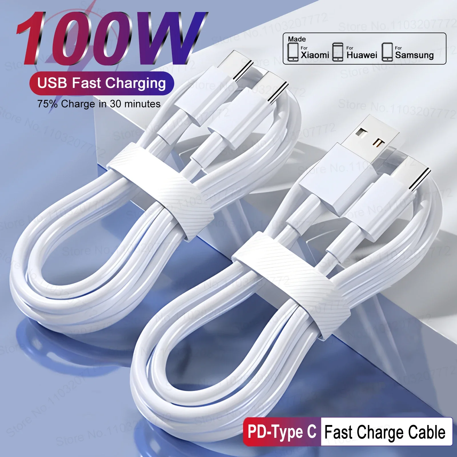 New 6A 100W USB Charger Type C Cable For IPhone Xiaomi Poco Samsung Huawei Data Cord Fast Charging Phone USB Cable Accessories