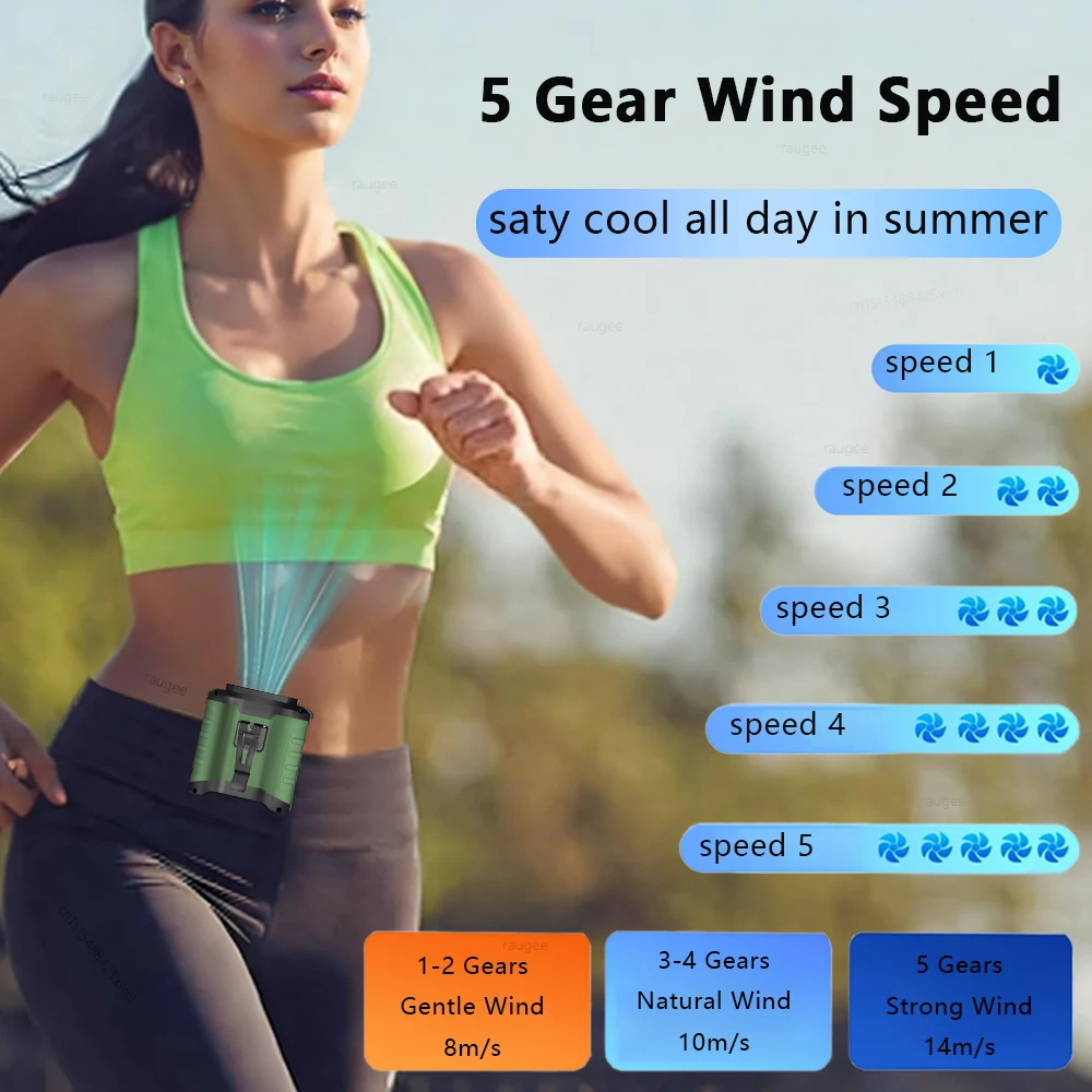 Waist Fan Mini Rechargeable Portable Fan with 10000mAh Power Bank USB Fan Wireless Fan for Sports Outdoor Working